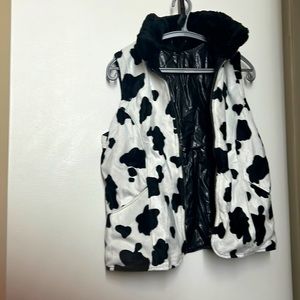 Leather and cow print reversible